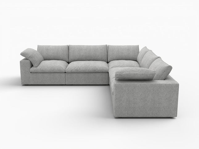 Light Gray Linen Blend Modular L Shaped Five Piece Corner Sectional