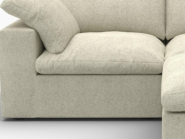 Khaki Linen Blend Modular L Shaped Three Piece Corner Sectional