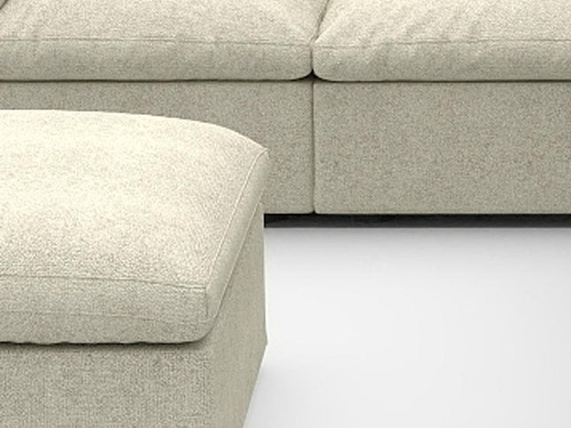 Khaki Linen Blend Modular L Shaped Six Piece Sofa and Chaise Sectional