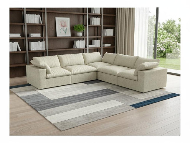 Khaki Linen Blend Modular L Shaped Five Piece Corner Sectional