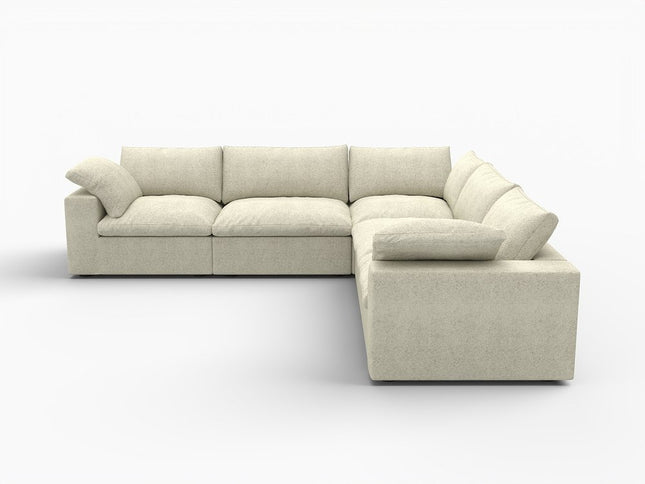 Khaki Linen Blend Modular L Shaped Five Piece Corner Sectional