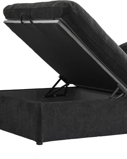 Black Linen Blend Modular L Shaped Three Piece Corner Sectional