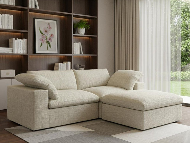 Black Linen Blend Modular L Shaped Three Piece Corner Sectional