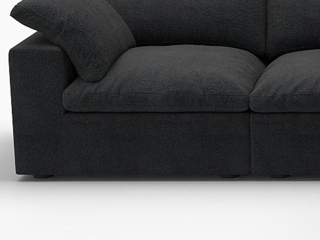Black Linen Blend Modular L Shaped Five Piece Corner Sectional