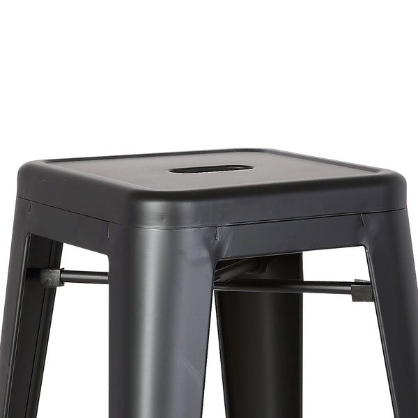 30" Matte Black Backless Metal Barstool With a Set of 2