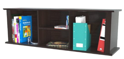 Espresso Finish Wood Wall Mounted Shelving Unit