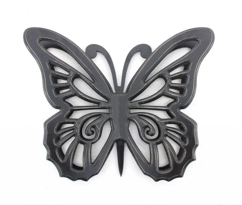 18.5" x 23.25" x 4.25" Black Rustic Butterfly Wooden Wall Decor