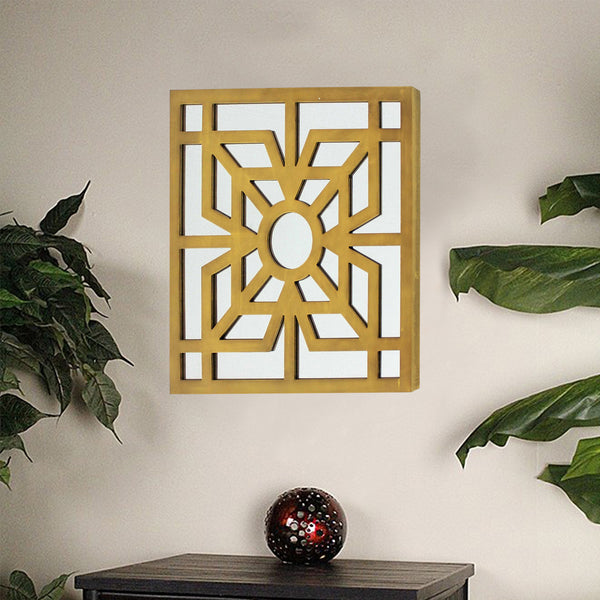 1.25" x 23.25" x 23.25" Bright Gold Mirrored Wooden Wall Decor