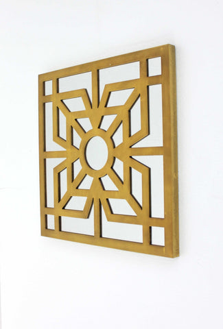 1.25" x 23.25" x 23.25" Bright Gold Mirrored Wooden Wall Decor