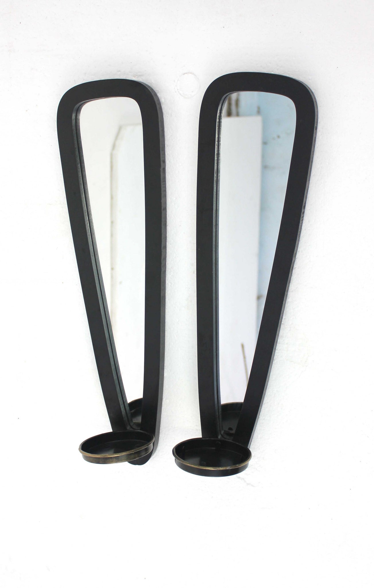 5" x 5.75" x 20.5" Black Wooden - Candle Holder Sconce Set