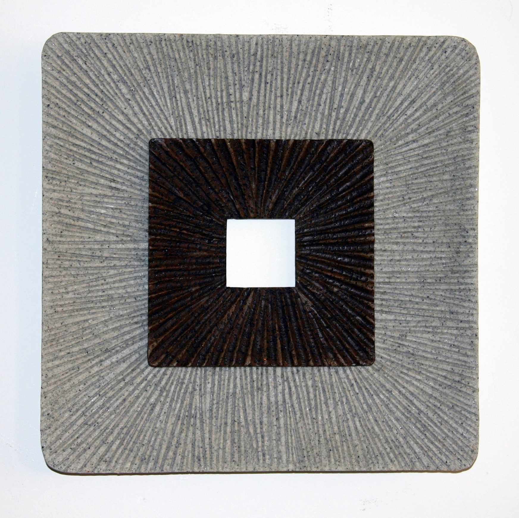 1" x 14" x 14" Brown &amp; Gray Square Ribbed - Wall Art