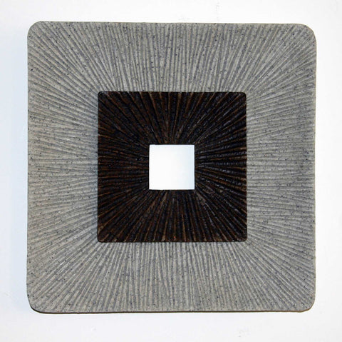 1" x 14" x 14" Brown &amp; Gray Square Ribbed - Wall Art