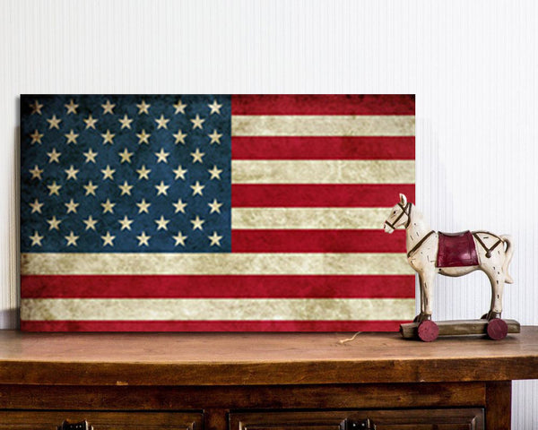 USA Flag Canvas Print Wall Art 2 Piece Set