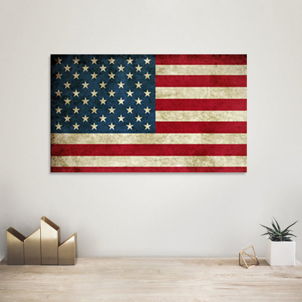 USA Flag Canvas Print Wall Art 2 Piece Set