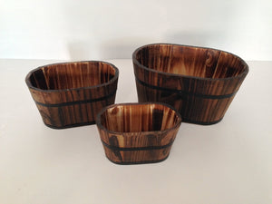 3pc Brown Wood Garden Planters