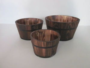 3pc Brown Wood Garden Planters