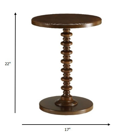 Fun Walnut Wood Pedestal End Table