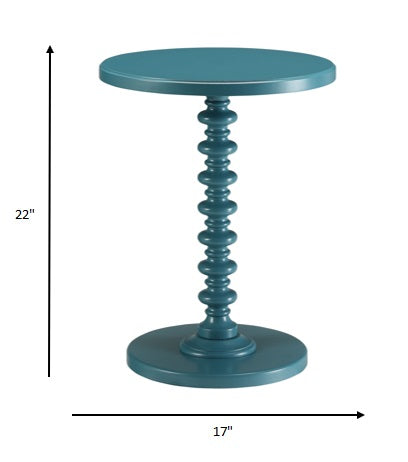 Fun Teal Wood Pedestal End Table