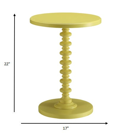 Yellow Solid Wooden Spindle Side Table