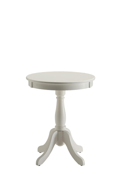 Cottage White Wood Pedestal Side or End Table