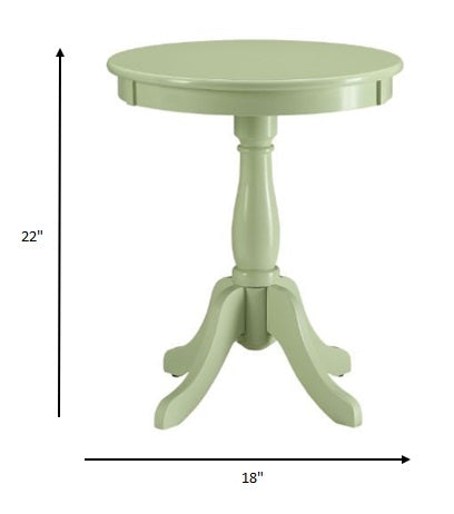 Light Green Solid Wooden Pedestal Side Table