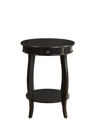 Vintage Look Black Wood End Table with Storage