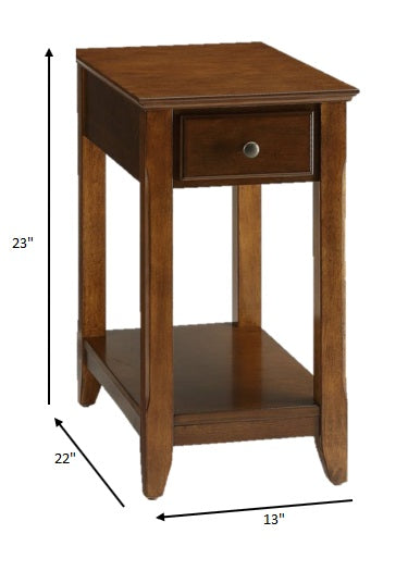 Cutie Compact Walnut Finish Single Drawer End Table