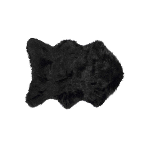 24" x 36" x 1.5" Black Sheepskin FAUX FUR Single - Area Rug