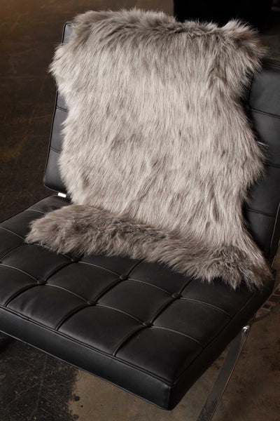 24" x 36" x 1.5" Gray Sheepskin Faux Fur Single - Area Rug