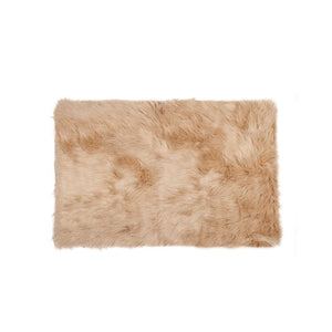 2' x 3' Tan Faux Fur Rectangular Area Rug