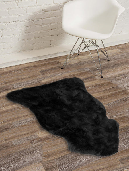 24" x 36" x 1.5" Black Single Sheepskin - Area Rug