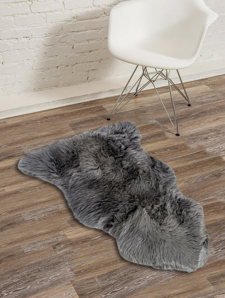 24" x 36" x 1.5" Gray Single Sheepskin - Area Rug