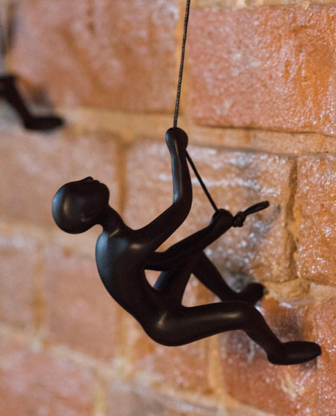 3.5" x 3.5" x 5.5" Black Climbing Man - Wall Art