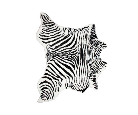 2' x 3' Faux Zebra Hide Black And White Area Rug