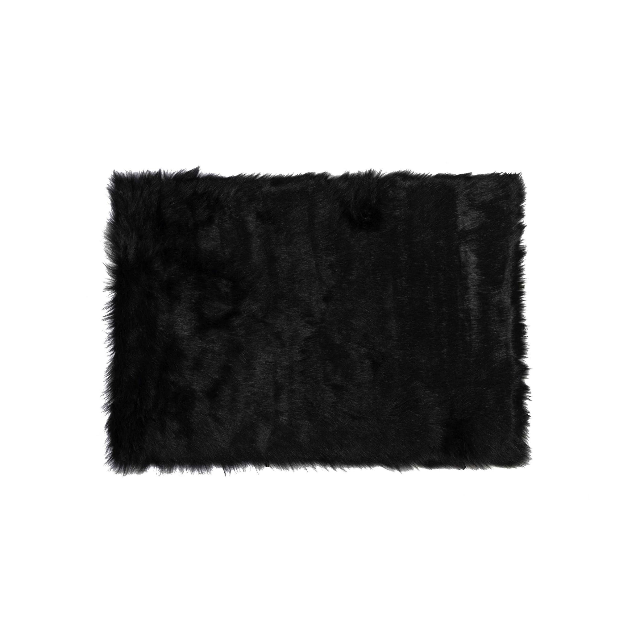 24" x 36" x 1.5" Black Faux Rectangular - Area Rug