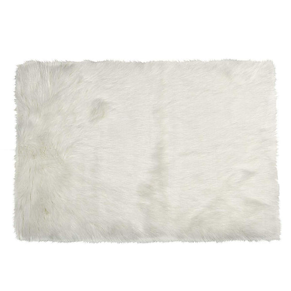 60" x 36" Off White Rectangular Faux Fur - Area Rug