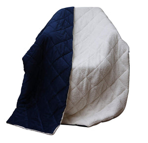 Super Soft Quilted Navy Navy Blue and Fleece Throw Blanket