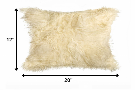 12" x 20" x 5" Natural Sheepskin Pillow