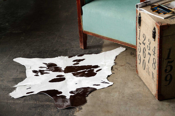 24" x 36" Chocolate And White Calfskin - Area Rug