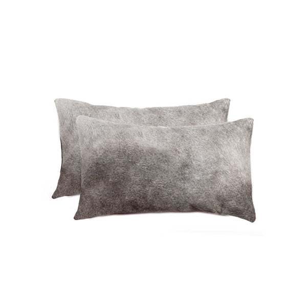 12" x 20" x 5" Gray Cowhide Pillow 2 Pack