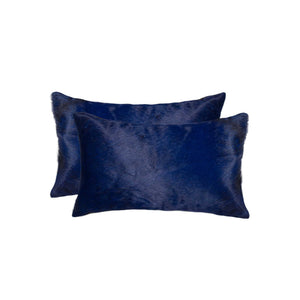 12" x 20" x 5" Navy Cowhide Pillow 2 Pack