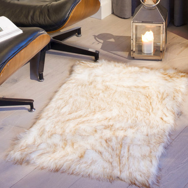 24" x 36" Gradient Brown Faux Sheepskin Area Rug