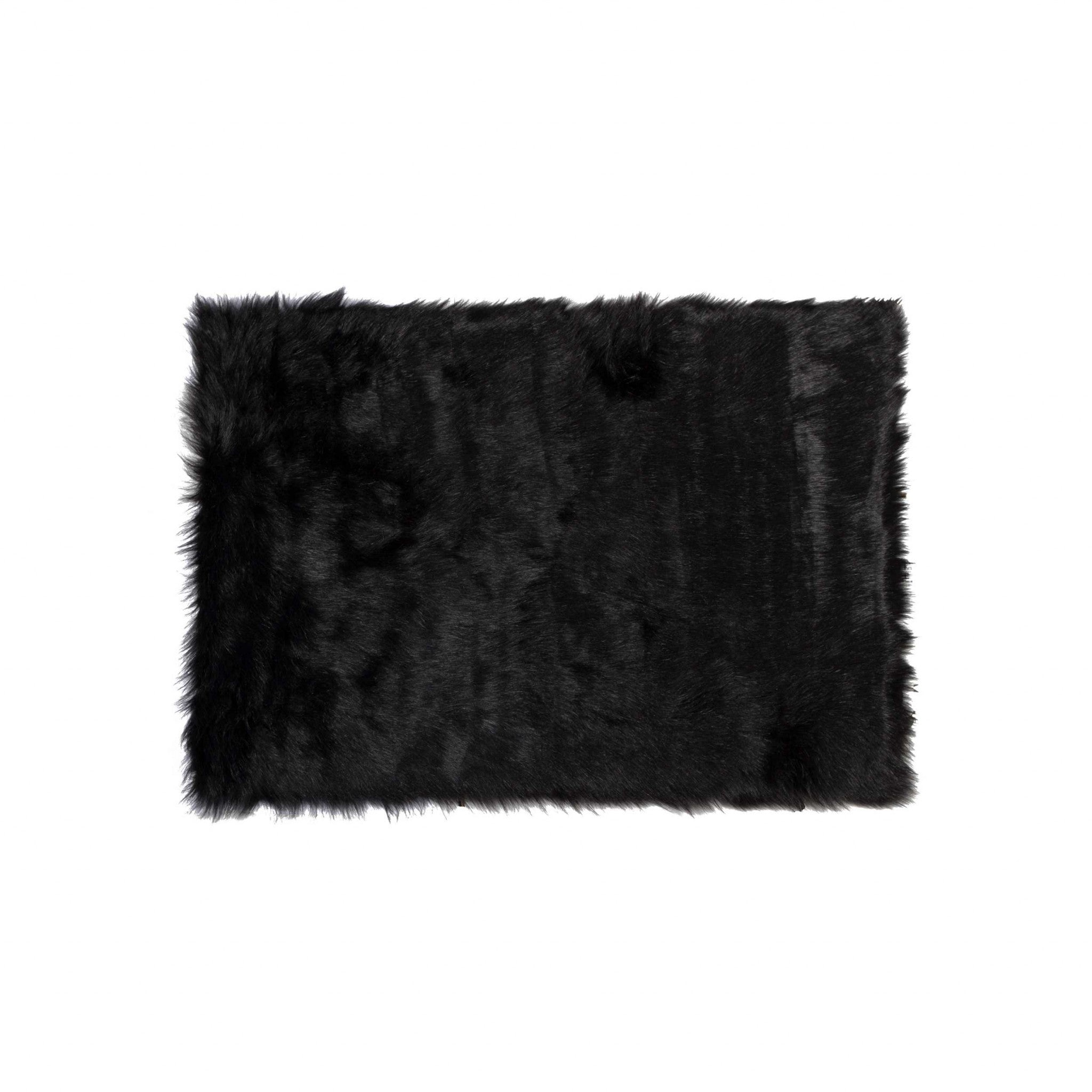 3" x 5" Black Rectangular Faux Fur - Area Rug