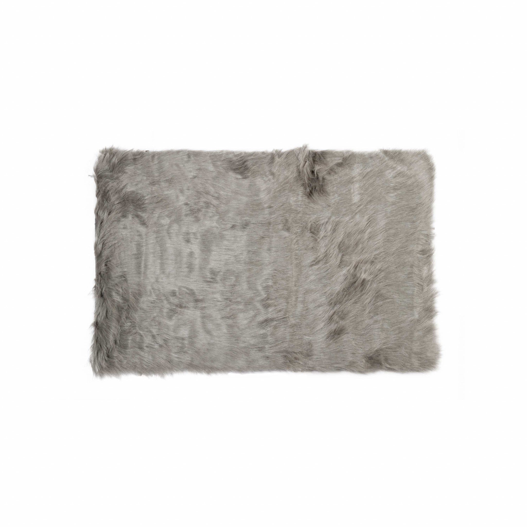 3" x 5" Gray Rectangular Faux Fur - Area Rug