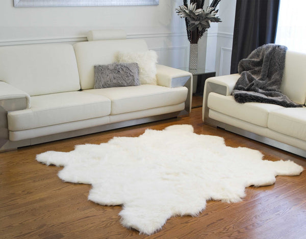 72" x 72" x 1.5" Off White Octo Faux Sheepskin - Area Rug