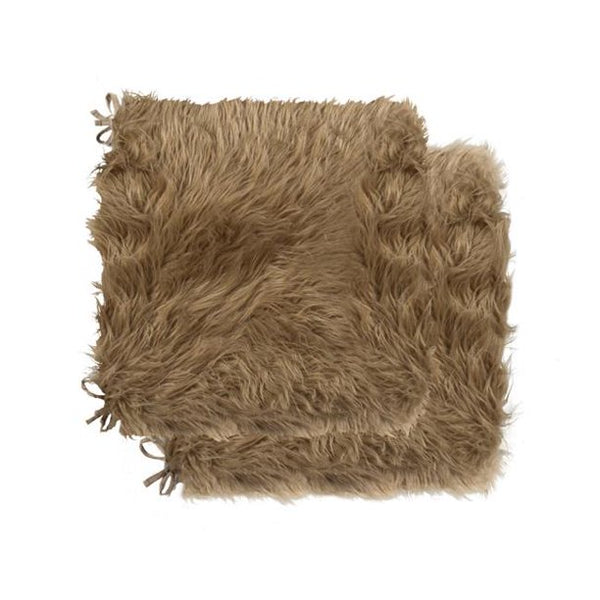 Set of 2 Cozy Tan Faux Fur Chair Pads