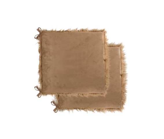 Set of 2 Cozy Tan Faux Fur Chair Pads