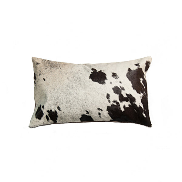 18" x 18" x 5" Salt And Pepper Chocolate And White Cowhide Pillow