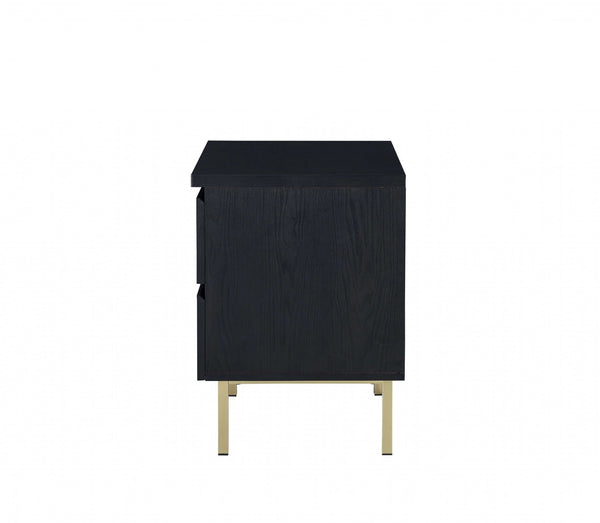 Contemporary Black And Brass Nightstand