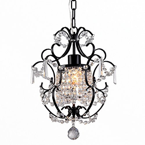 Ava 1-light Black 11-inch Crystal Chandelier